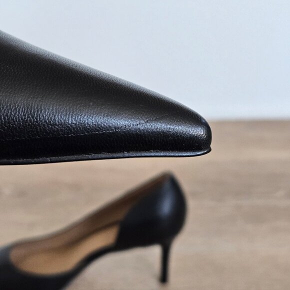 Quince Italian Leather 75mm d’Orsay Pump Black Womens Size 8 New Scratch, No box - Picture 7 of 17
